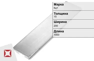 Кадмиевый анод Кд1 15х200х1000 мм ГОСТ 1468-90  в Кокшетау