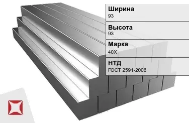 Квадрат стальной 40Х 93х93 мм ГОСТ 2591-2006 в Кокшетау