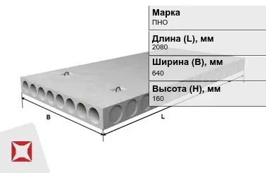 Облегчённые плиты перекрытия ПНО 21-6,4-8 2080x640x160 мм в Кокшетау